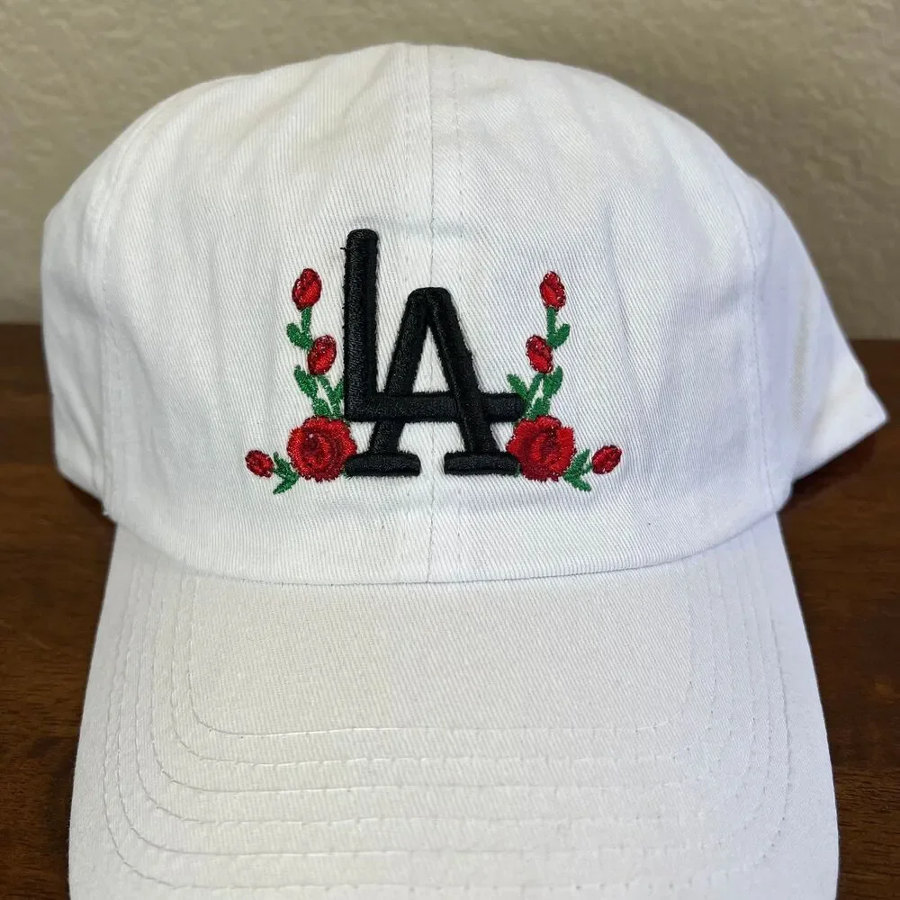 LA white rose Baseball cap with adjustable Streetwear South Central City  Angels